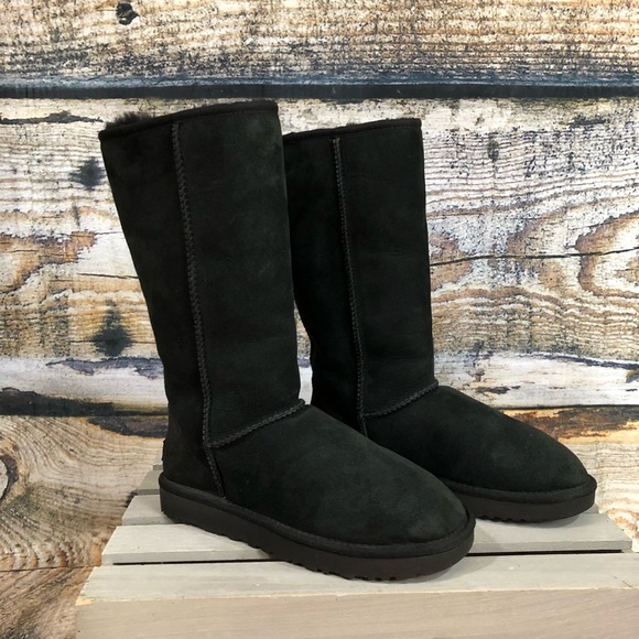 UGG Shoes - UGG classic II tall black suede and sheepskin boot